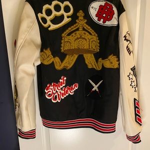 Vintage style leather varsity jacket